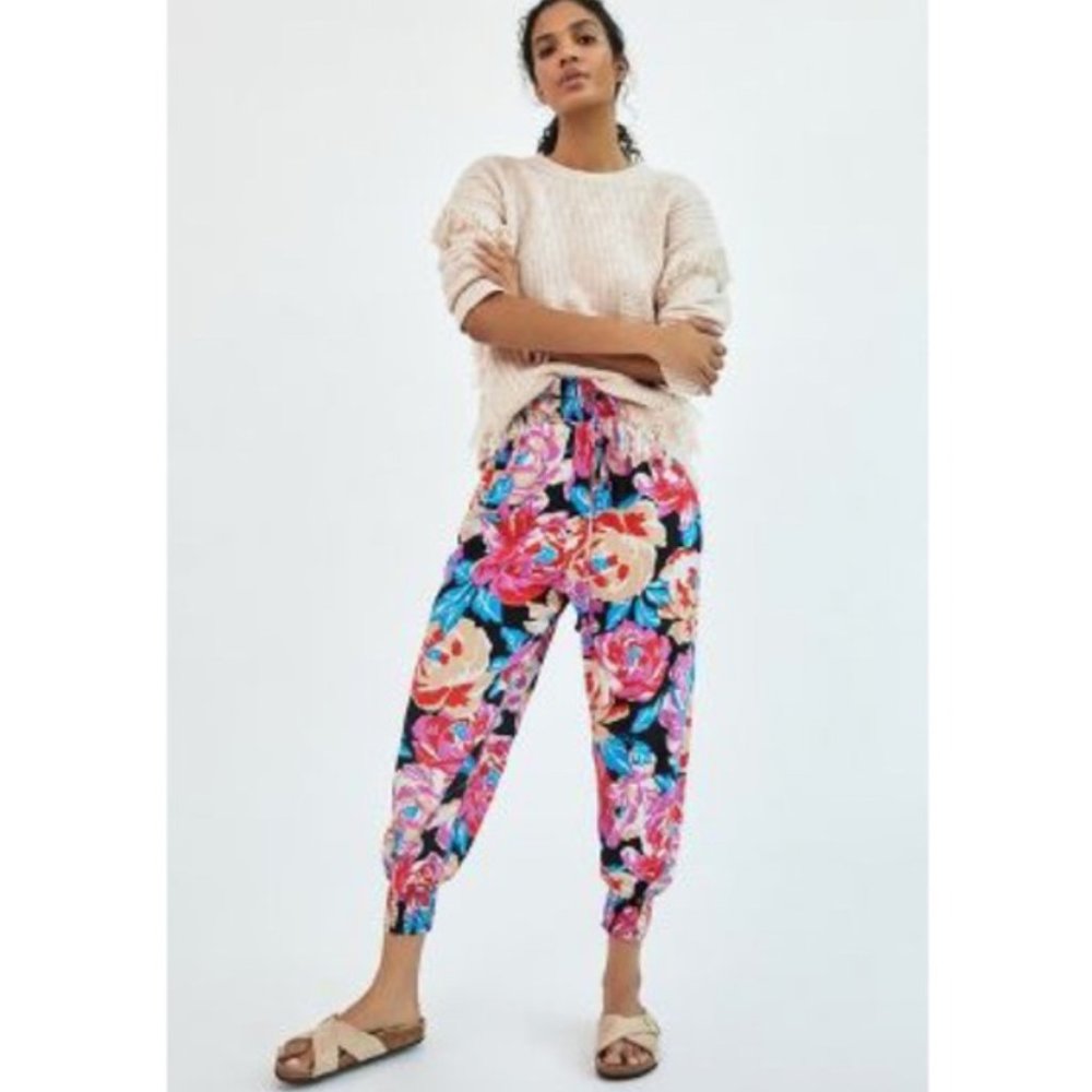 Anthropologie Aniya Floral Balloon Joggers S